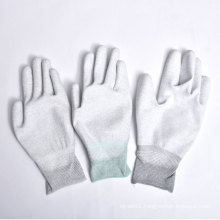 Nylon/Polyester Gloves PU Coating on Palm and Fingers with Ce